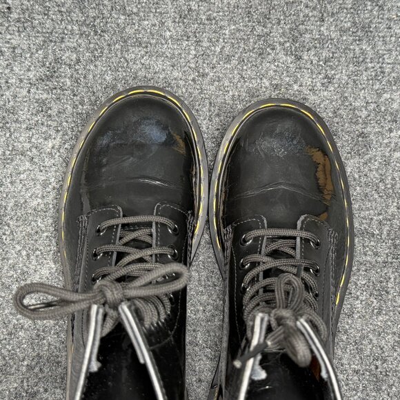 Dr. Martens 1460 Boots Women's Black Patent Leather Lace Up Retro Combat Moto - Picture 10 of 14
